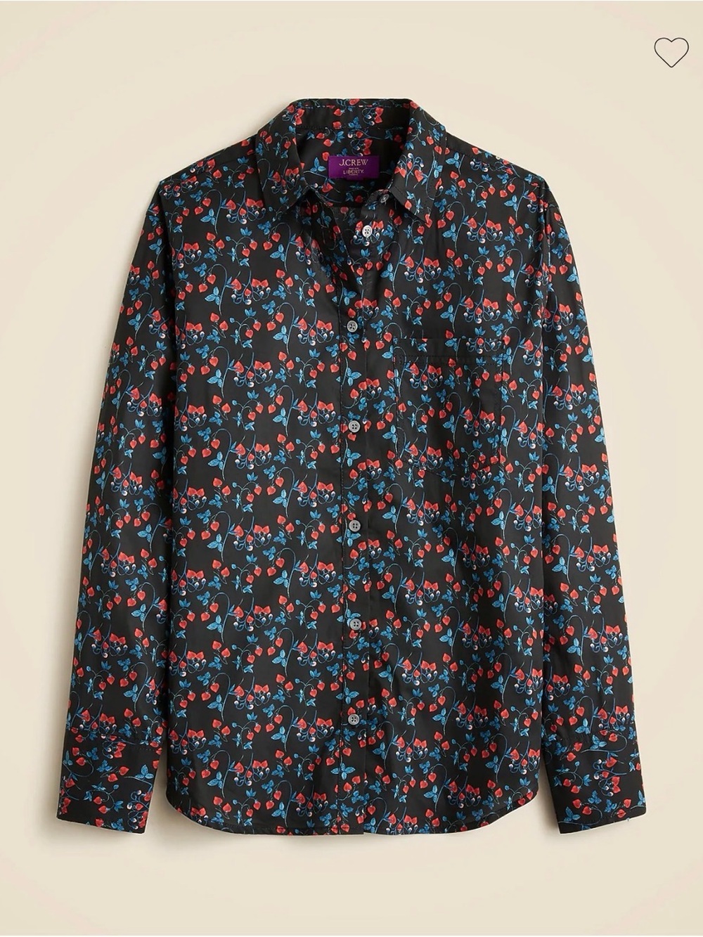 J.Crew Garçon Classic Shirt Liberty Tana Lawn Strawberry Black Size 20 Cotton